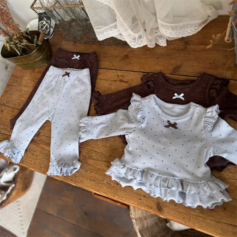 Children's Autumn Outfit Set, New Baby Autumn Long Sleeved Printed Set, Girls' Underwear Two-piece Set