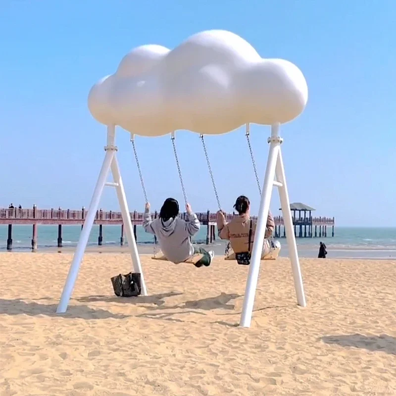 

Outdoor stainless steel cloud swing net red check-in photo device scenic park non-powered amusement equipment