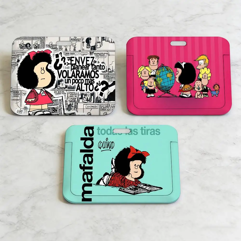 Cartoon M-afalda Niedliches Ausweishülle mit Umhängeband, Mitarbeiterausweishalter, Studenten-Lanyard, Namenskartenhalter