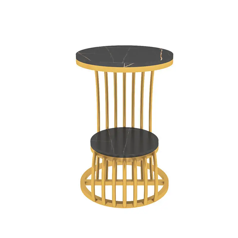Nordic Luxury Side Table Living Room Sofa Coffee Table Balcony Small Round Table Wrought Iron Slab Creativity Modern Side Table