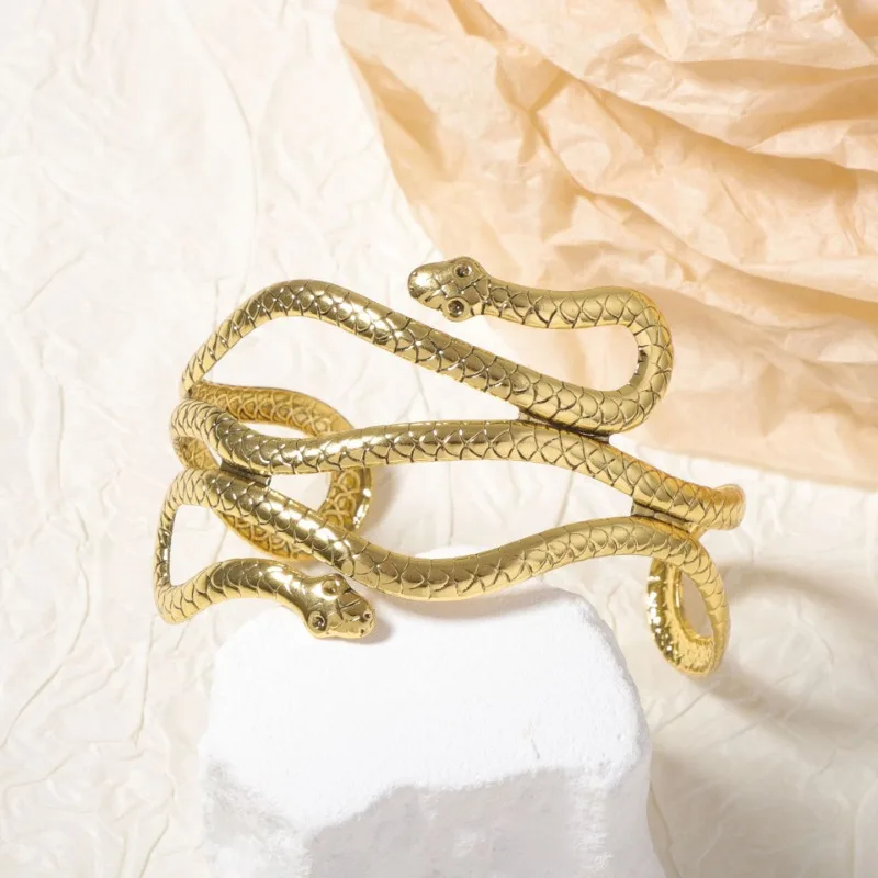 Modern Jewelry European and American Design Metal Snake Open Bracelets For Women Party Gifts Exaggerative Accessories
