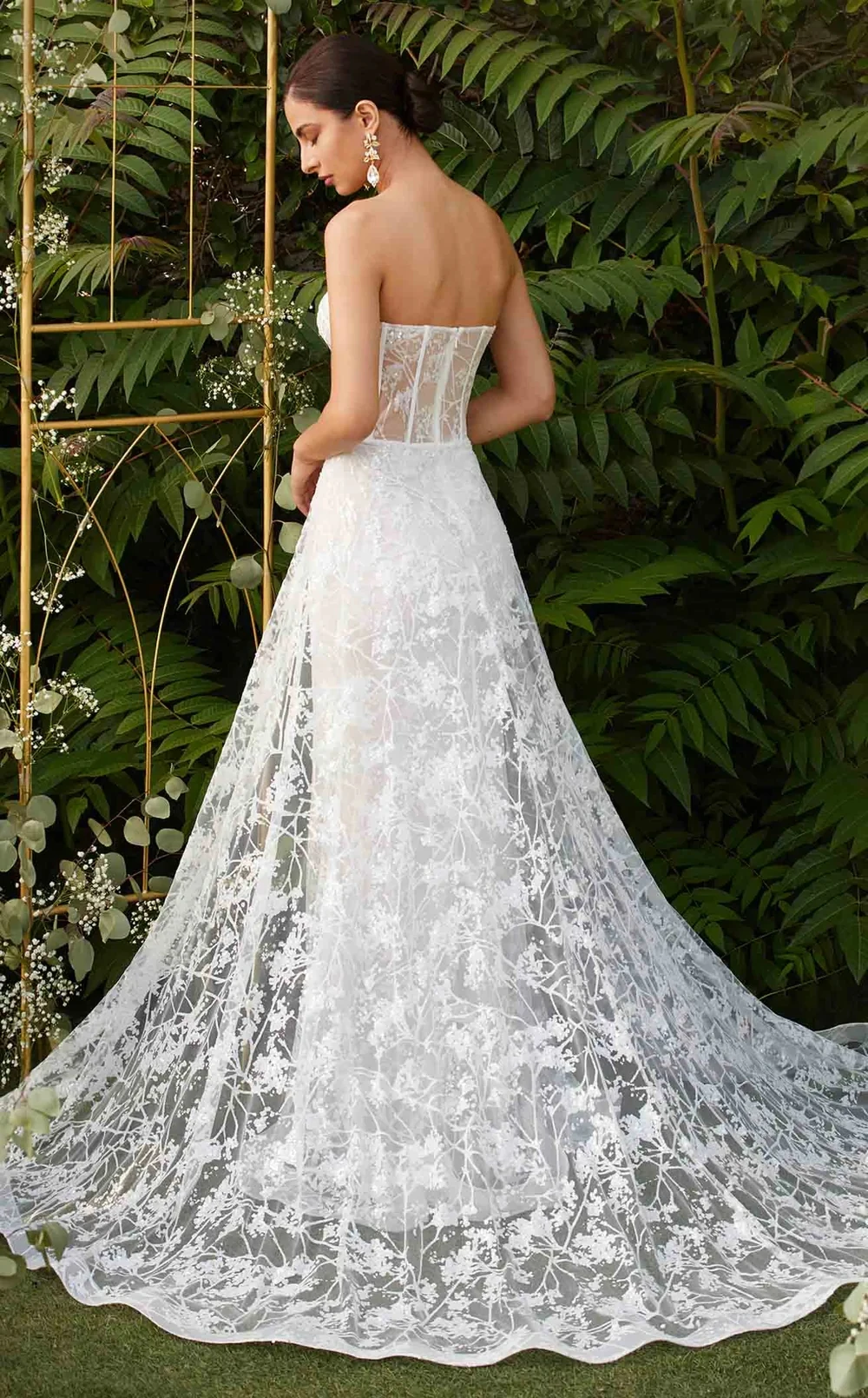 2024 Sublime full length Dress A-line Silhouette and Glittering Accents Sleeveless Bodice has a Strapless Neckline