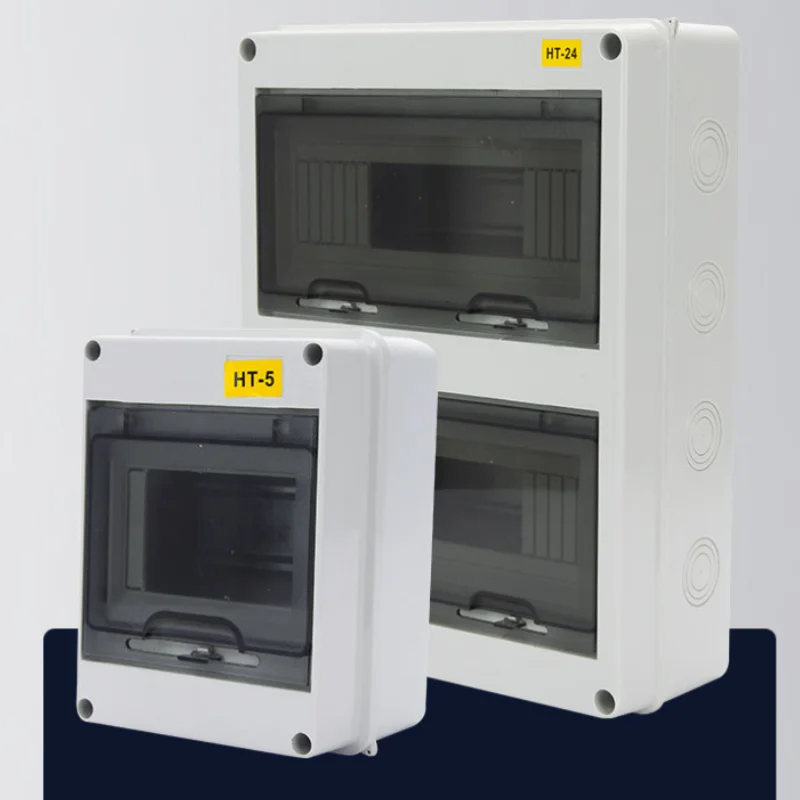 5/8 Way Waterproof Electric Box IP65 Rating PC Plastic Enclosure with Terminal & DIN Rail HT Series for Outdoor Yard Wiring