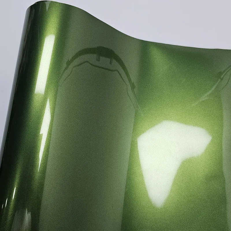 ملصق تغليف السيارة من الفينيل باللون الأخضر المعدني عالي اللمعان على غطاء محرك السيارة لغطاء فيلم السيارة ورقائق التغليف #2