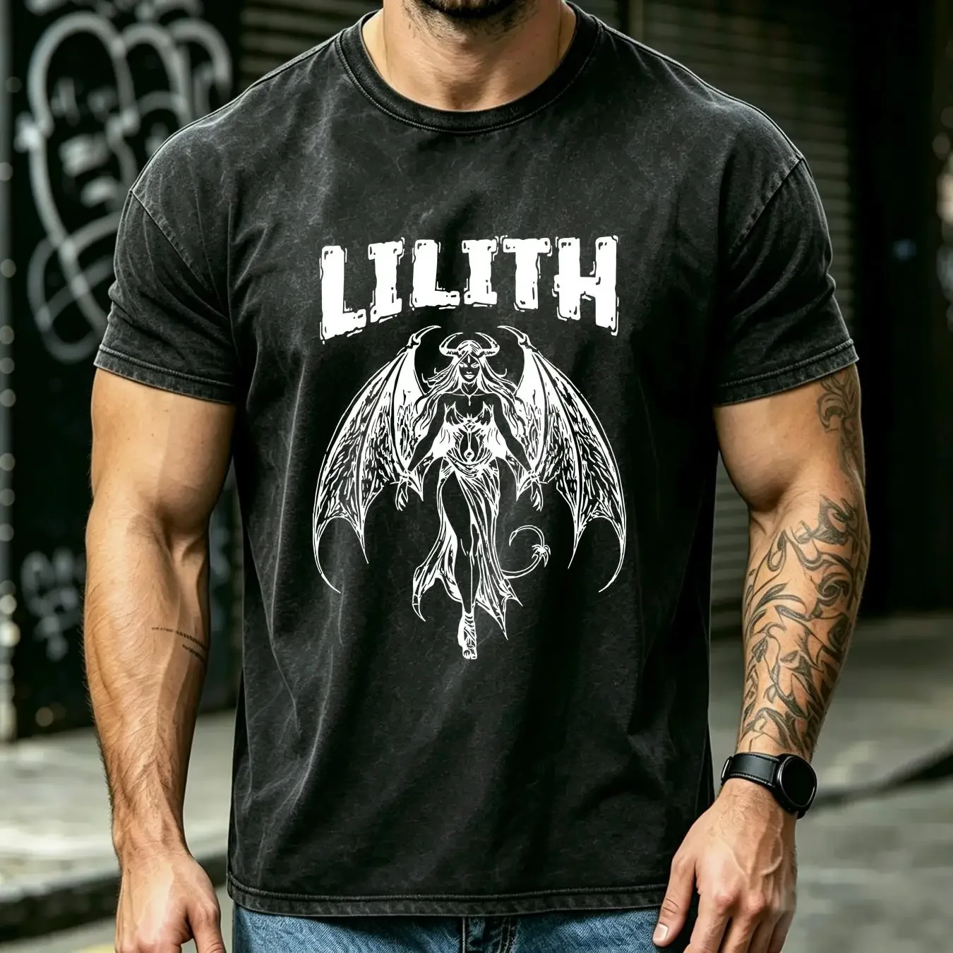 washed T Shirt NEW LIMITED Lilith Mythical Demon Woman Lilit Design S 3XL long or short sleeves vintage Washed Stretched