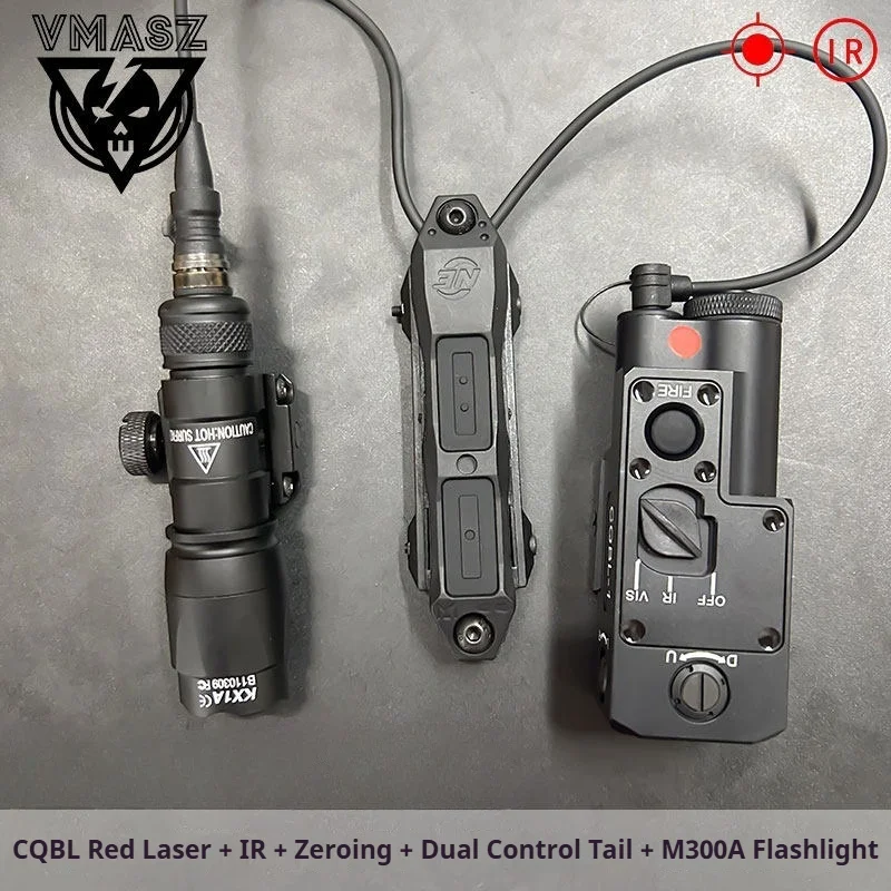 

TacticalCQBL- metal laser pointer with red and green laser IR, side-mounted M600/M300 flashlight, dual-control, always-on tail.