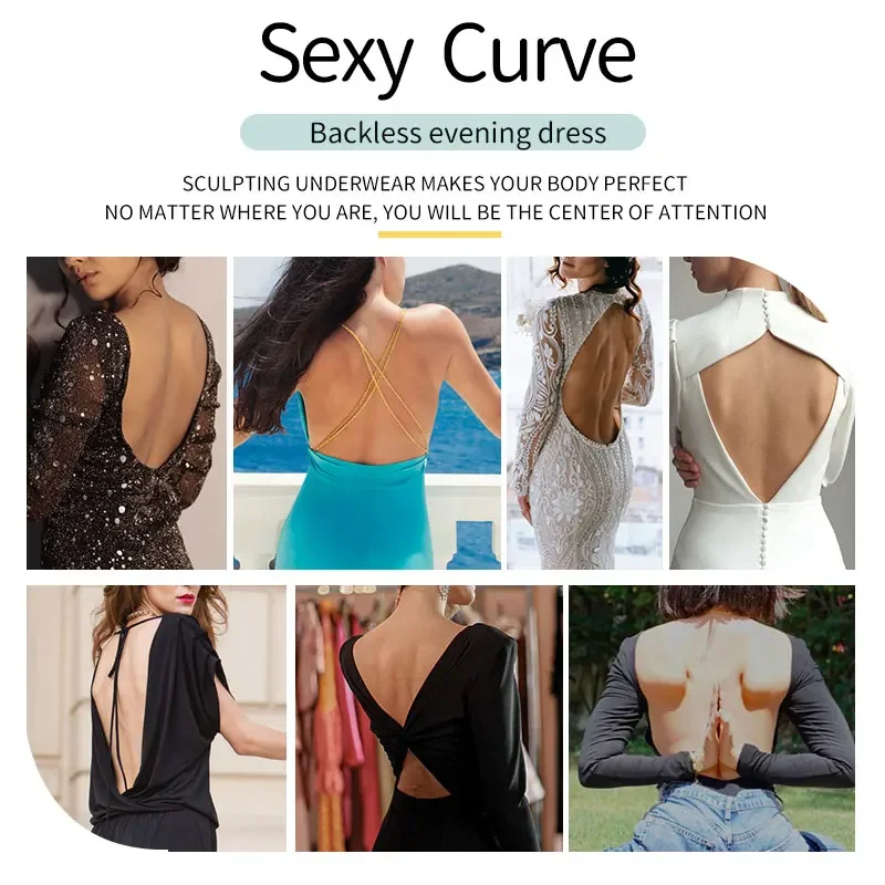 Women Bodysuit Shapewear Deep V-Neck Body Shaper Backless U Plunge Shapers Trainer Clear Strap Padded Push Up Corset Weddings