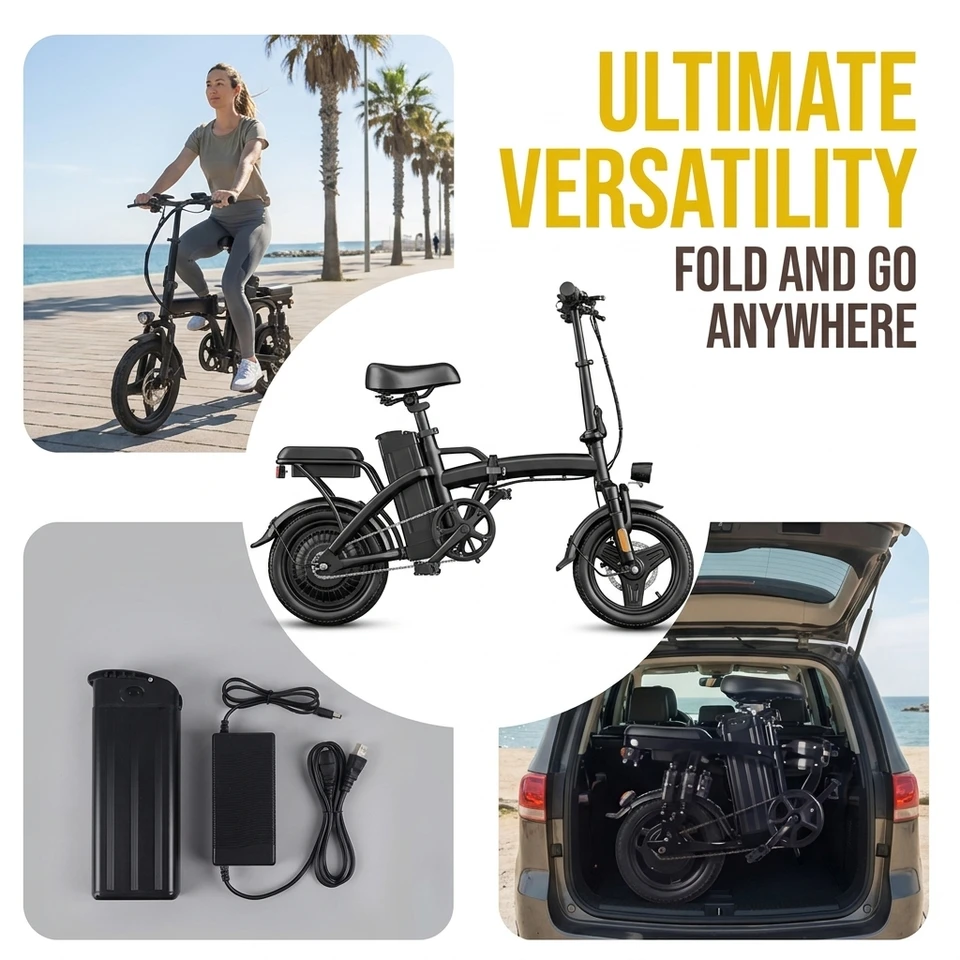 G11 14 Inch Folding Electric Bike 48V 500W 10Ah Battery Max 32km/h 3 Riding Modes Dual Disc Brake Adult Urban Commuter Foldable Ebike image 5