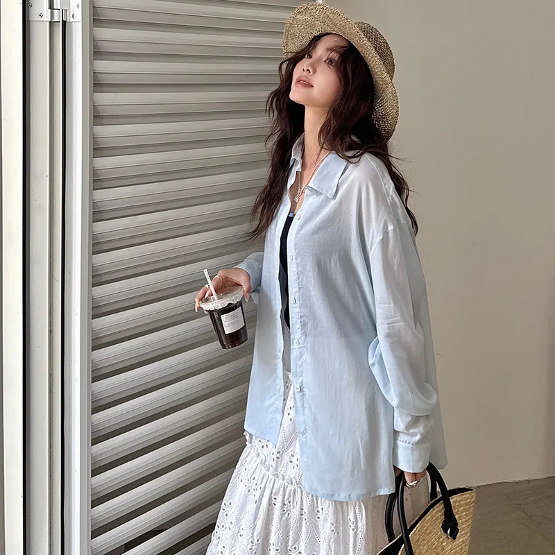 Linen Shirt Women's 2025 Spring and Summer New Drape Loose Cardigan Button Shirt