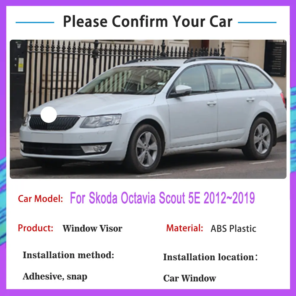 For Skoda Octavia Scout 5E 2012 2013 2014 2015 2016 2017 2018 2019 Car Vent Visors Rain Eyebrow Wind Deflectors Rain protection