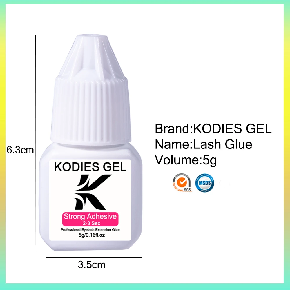 Kodies gel forte adesivo lash cola 2-3 segundo seco profissional lash extensão suprimentos elevador cola de cílios coreia maquiagem ferramentas