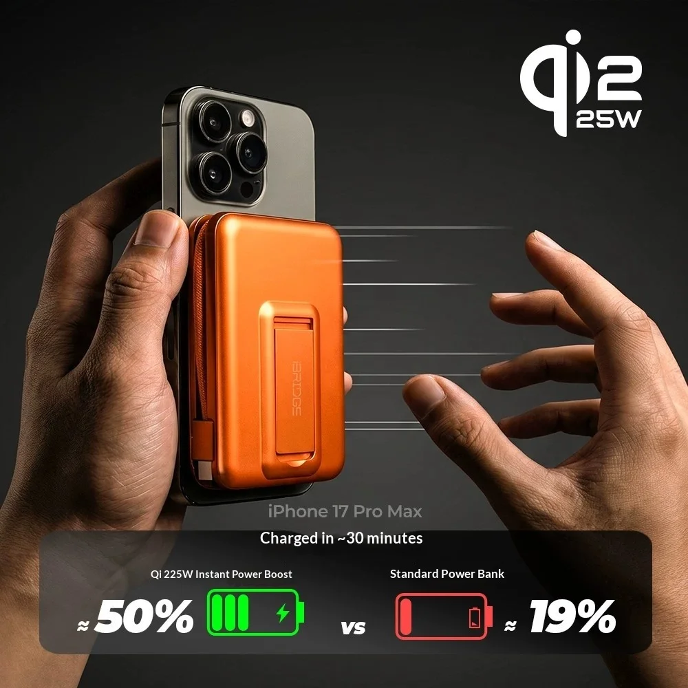 High Capacity Magnetic Power Bank, 35W Fast Charge Cool No Heat Built-in Cable Portable Mini Charger for iPhone Android