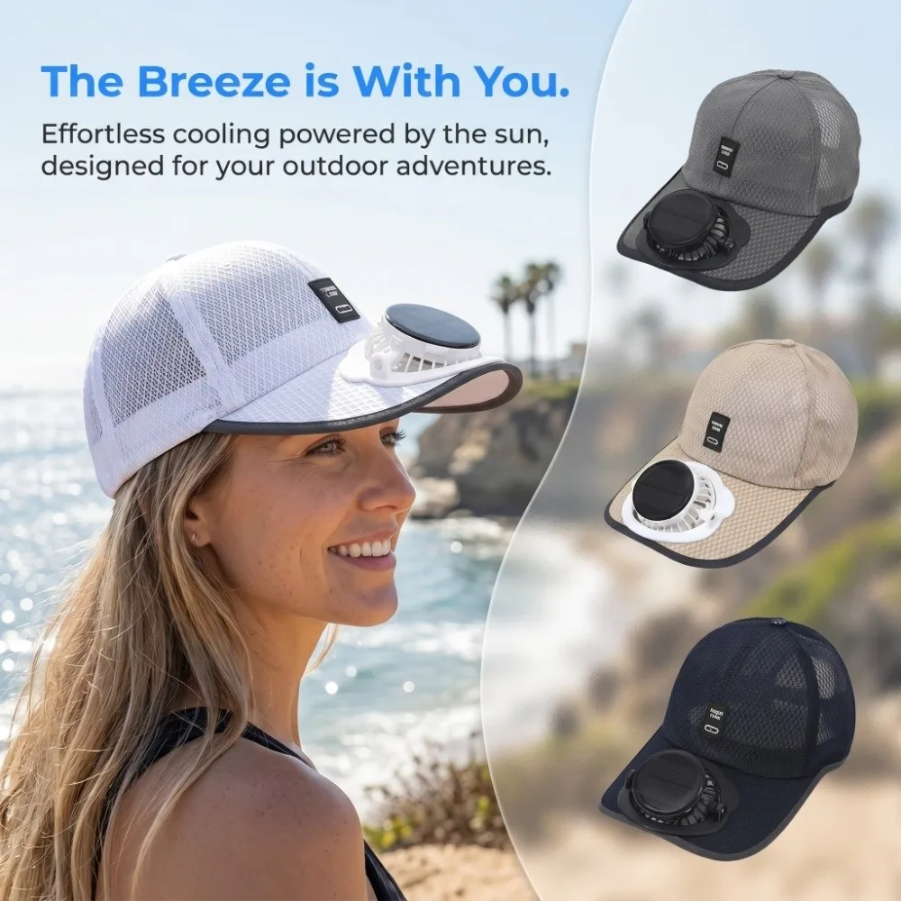 Sun Protection Solar Powered Fan Hat Strong Wind Lightweight Breathable Mesh Sun Hat Portable Unisex Baseball Cap with Fan