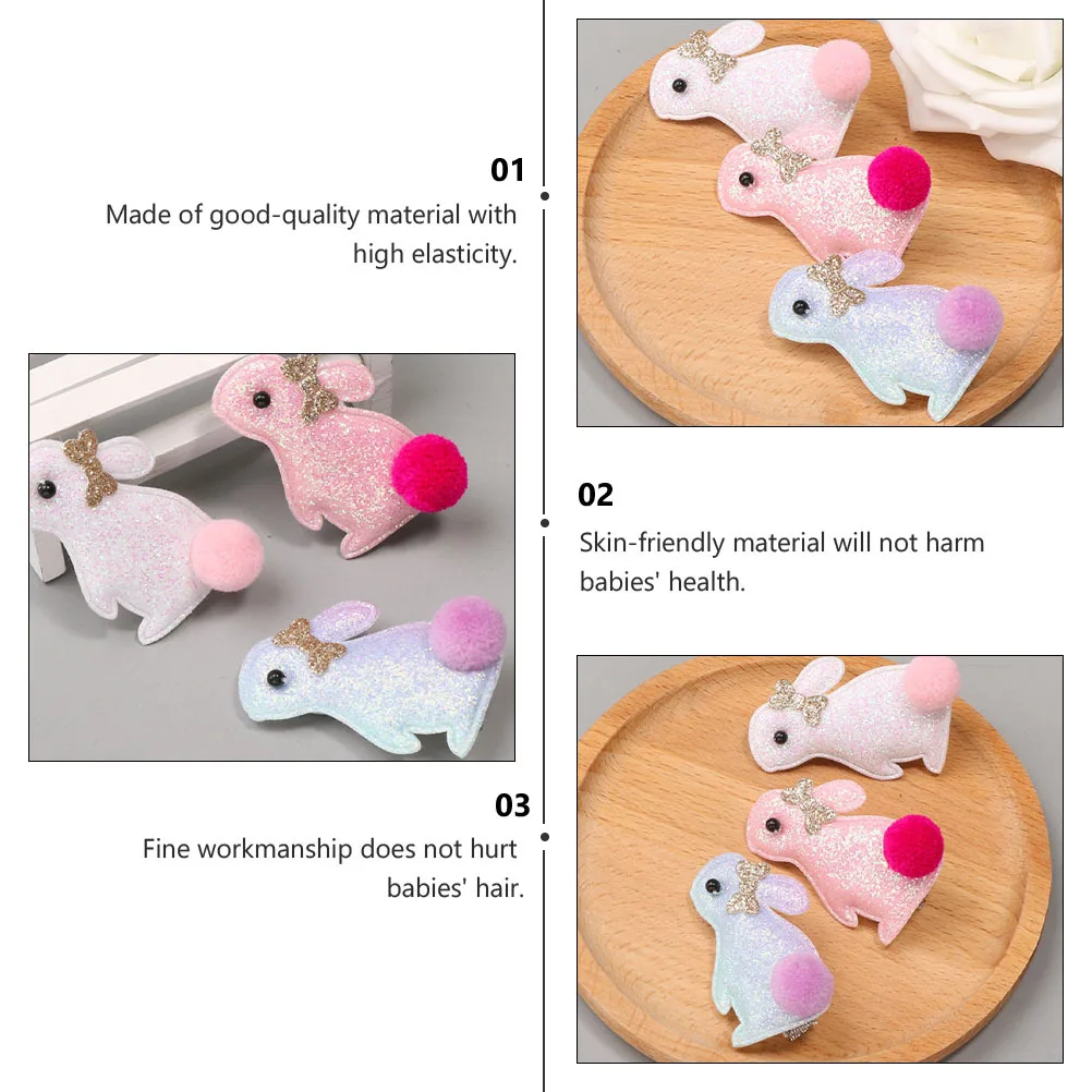 

3Pcs Rabbit Shaped Hair Clips Glitter Sequins Kids Hair Accessories Fashion Headdress for Girls Kids Hairpin Creative Hairpin
