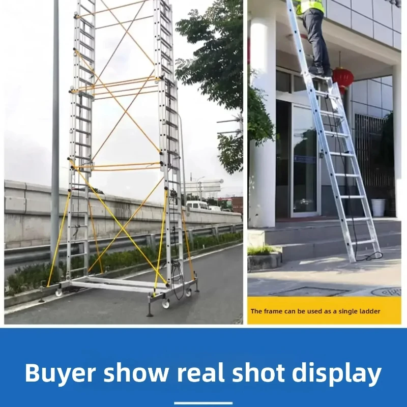 アルミ合金製足場 移動式伸縮足場 工場折りたたみ式エンジニアリングラダー プラットフォームとペダルアクセサリー