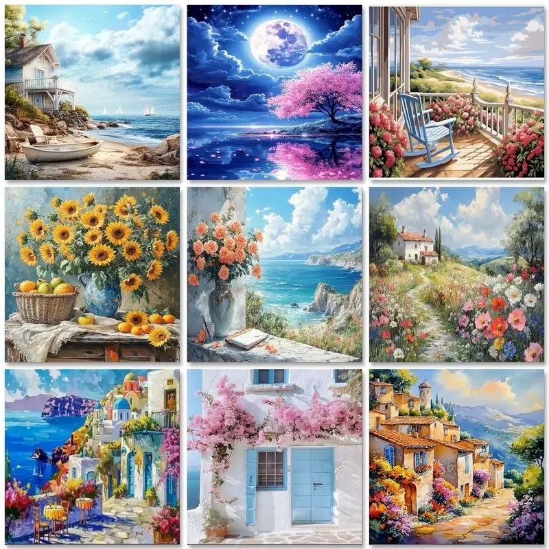 

GATYZTORY Flowers DIY Frame Painting By Numbers Oil Pictures For Adults Acrylic Coloring By Number On Canvas Home Decoration