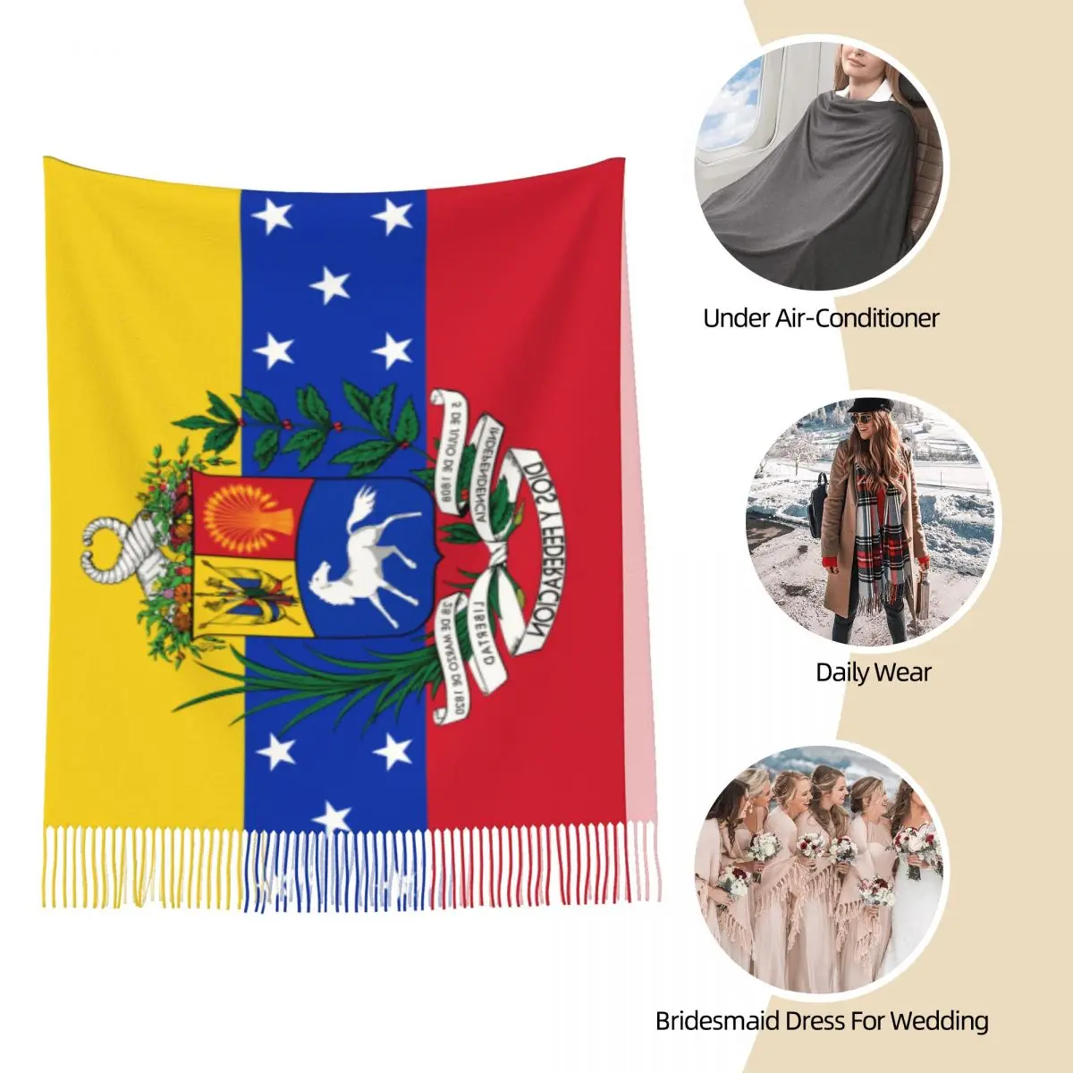 Flag Of Venezuela Scarf for Women Winter Fall Pashmina Shawl Wrap Venezuelan Large Shawl Scarf Ladies