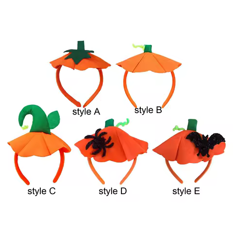 Halloween Pumpkin Headband Funny Elastic Orange Cute Headwear for Role Playing