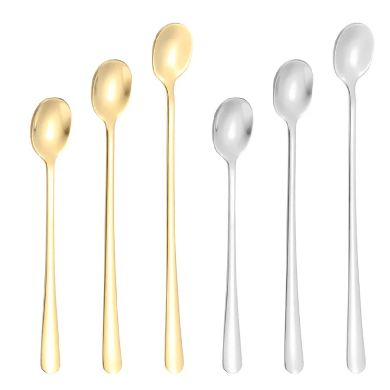 Tea Coffee Soup Spoon For Eating Mixing Stirring Long Handle Teaspoon Spoon Cocktail Ice Cream Honey Spoons Kitchen Cutlery