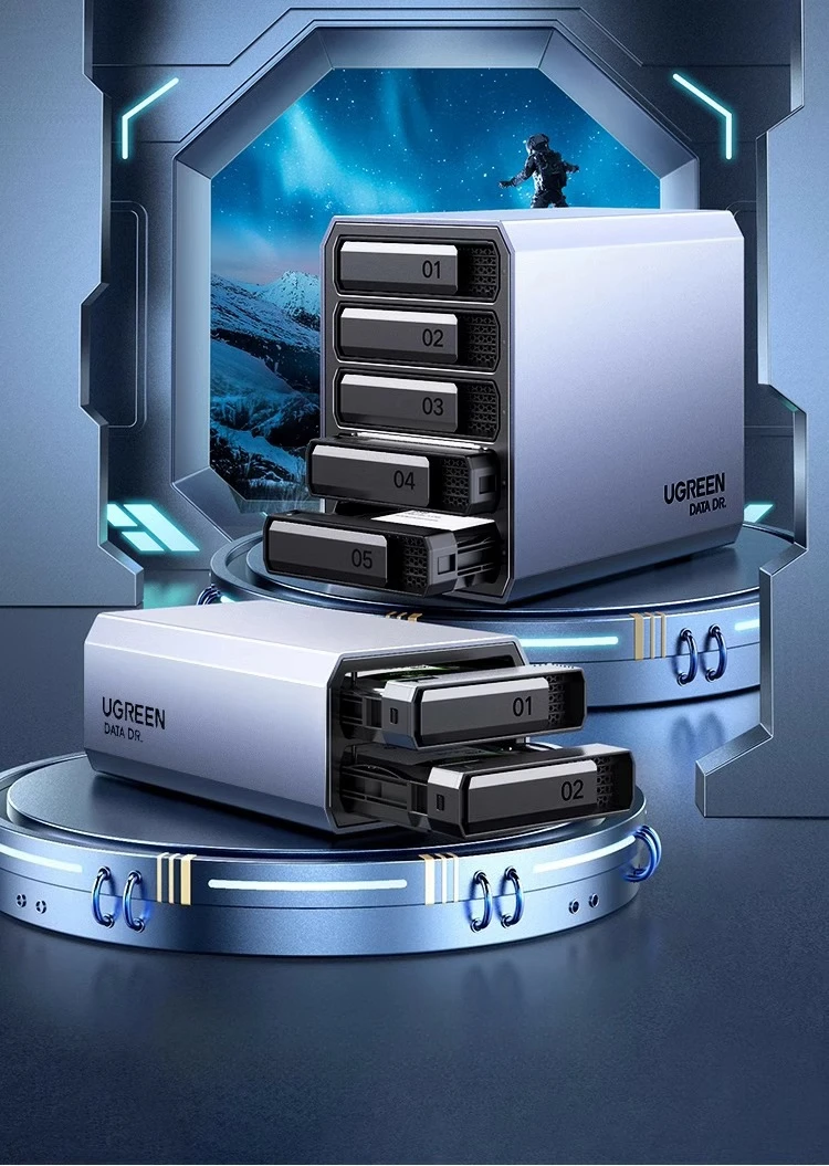 Green Hard Disk Array Box Disk Cabinet Aluminum Alloy Multiple Double Disk Positions