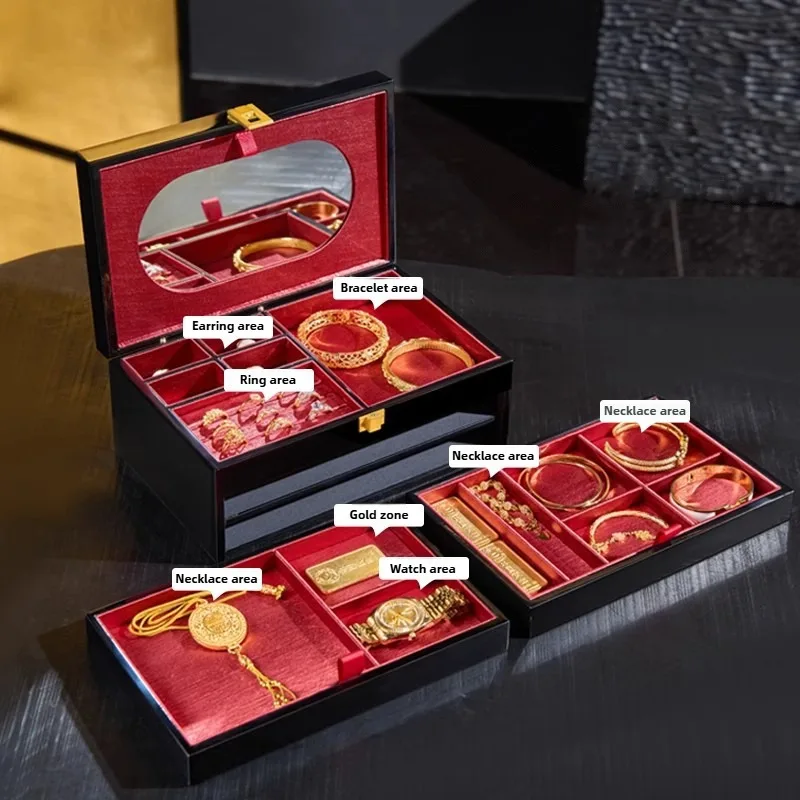 Luxury Jewelry Box Large Capacity Ring Bracelet Storage Box Wedding Gold Jewelry Organizer Boxes Exquisite Earring Necklace Case