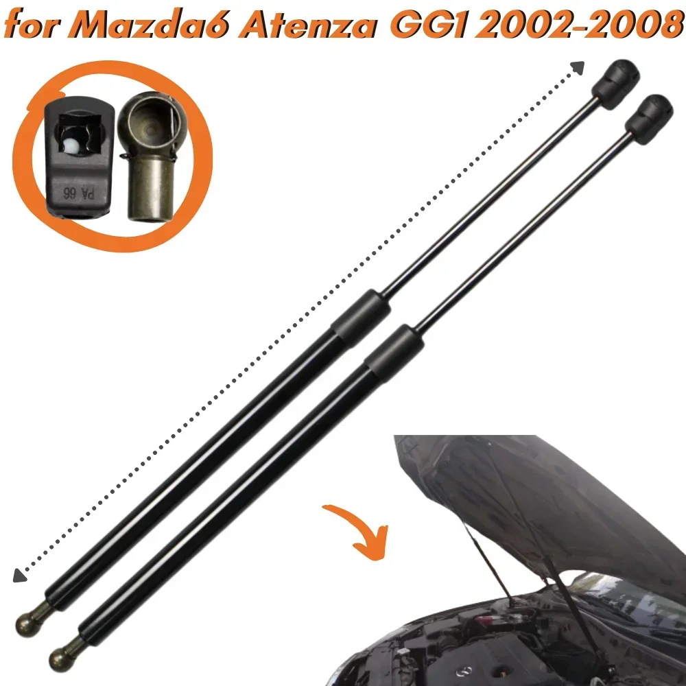 

Qty(2) Hood Struts for Mazda 6 Atenza GG1 2002-2008 Front Bonnet Modify Gas Springs Shock Absorbers Lift Supports Dampers Bars