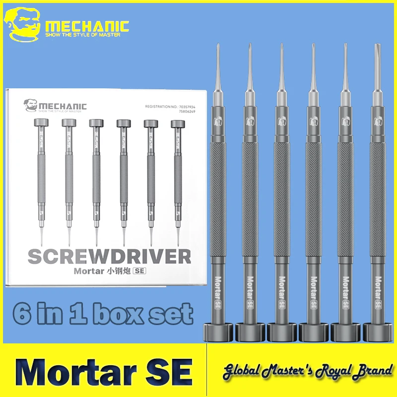 【MECHANIC】Mortar SE 6in1 Anti slip mobile phone repair screwdriver noise reduction S2 steel magnetic screw set Repair Tools Kit