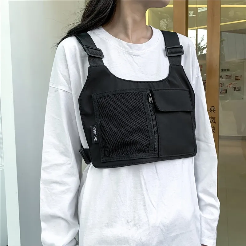 Bolso de Pecho Unisex Estilo Hip-Hop, Chaleco Táctico Multifuncional de Nailon de Alta Calidad, Mochila para Deportes al Aire Libre y Viajes