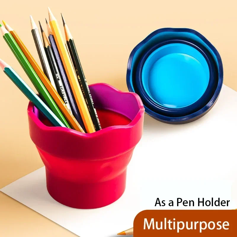 1PC Foldable and Portable Mini Water Bucket Pen Holder for Water Cup  Art Brush Specialized Telescopic Pen Holder