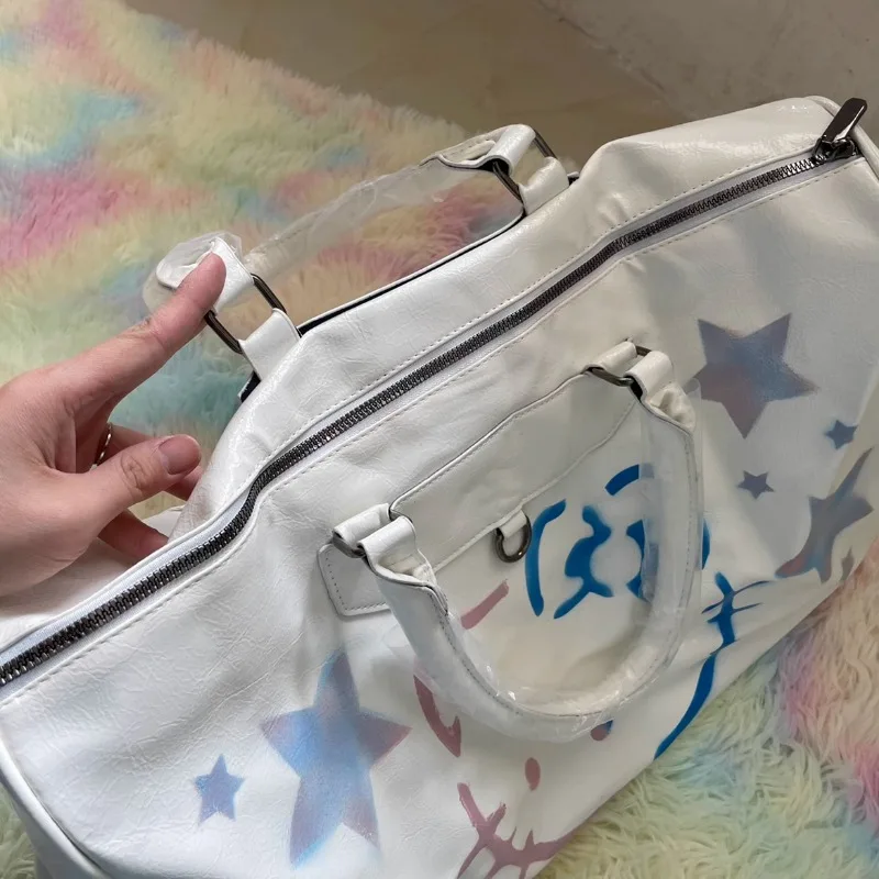 MBTI Hello Kitty Tote Bags for Women Large Capacity Vintage Inkjet White Fashion Shoulder Bag Casual Y2k Travel Female Handbag