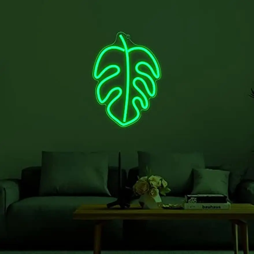 الأخضر ورقة النيون تسجيل KUshopfast Turtleback الخيزران LED ضوء الليل لغرفة ديكور تضيء علامات ل جدار ديكور هدايا أضواء النيون #4