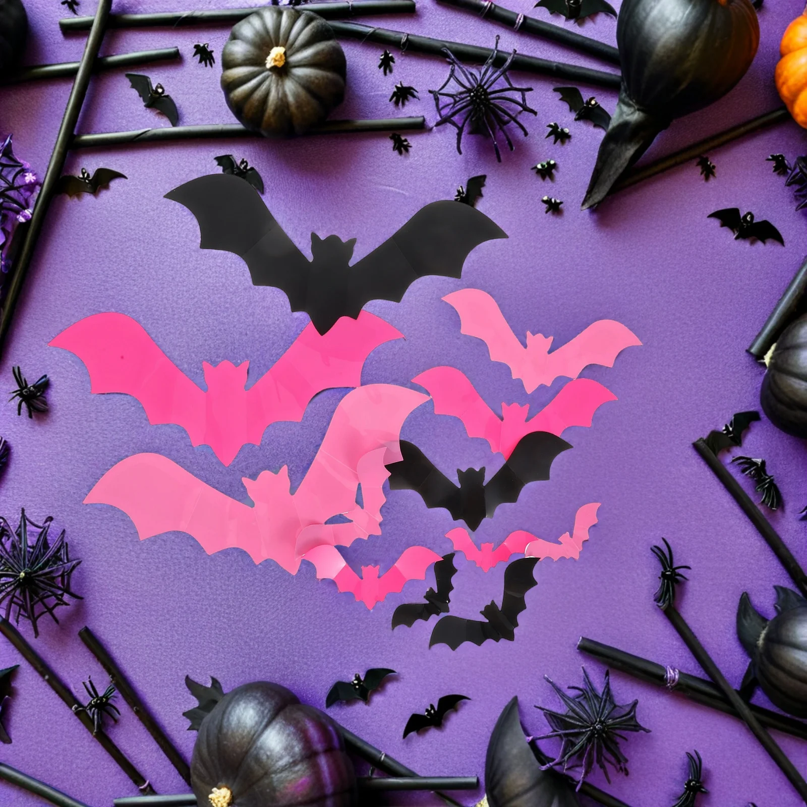 

48 Pcs Halloween Bat Sticker Stickers for Wall Decals 3d Bathroom Decorations Party Creepy