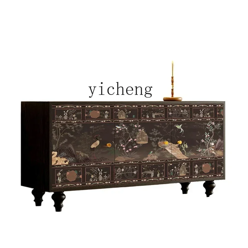 

solid wood household dining side cabinet, kitchen storage storage cabinet, living room wall floor decorative cabinet