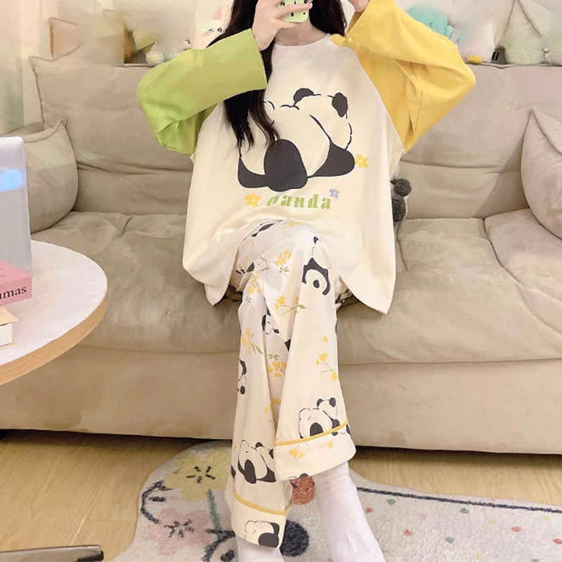 Cute Printed Sleepwear Women's Pajamas With Pants 2Pcs/Set Spring And Autumn Pajama Homewear Suit Thin Section Of Young Girls 6