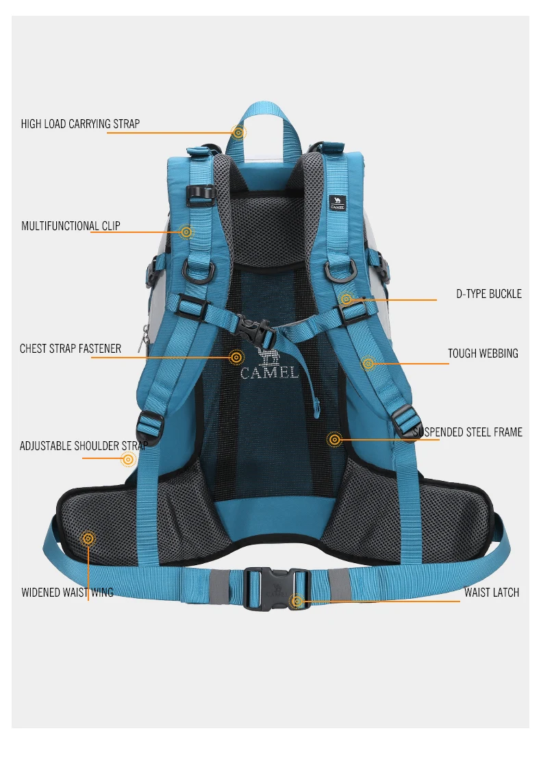 GOLDEN CAMEL Outdoor Mountaineering Bag Backpack Large Capacity Portable Camping Hiking Men And Women Anti-splash Wear-resistant