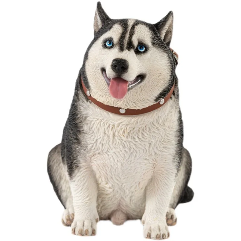 

New resin figure, simulated cute cure cute fat husky dog model realistic tide play ornament