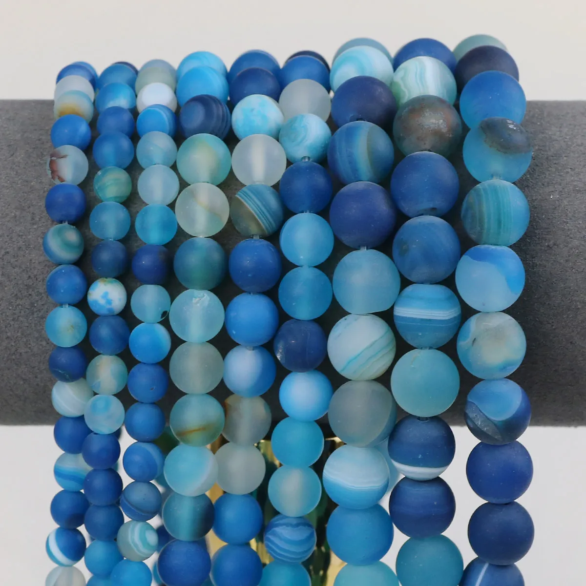 Natural Matte Weathered Carnelian Blue Round Beads Stone Loose Ball For Jewelry Accessories Love Bracelet Making DIY 6 8 10 mm