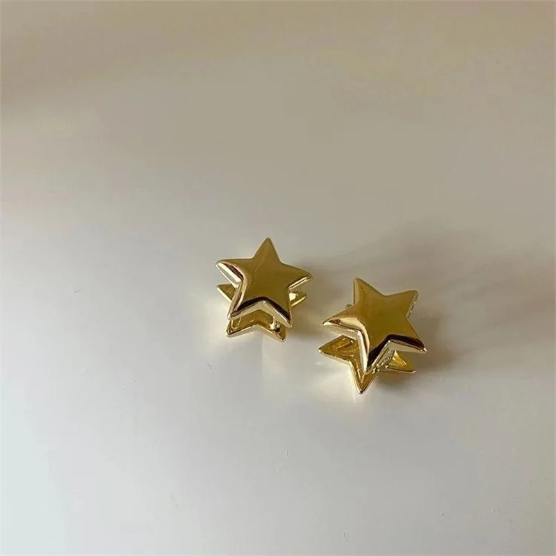 Korean Fashion Minimalist Star Hoop Earrings Vintage Sweet Cool Y2k Pentagram Earings for Women Girls Ear Rings Party Jewelry