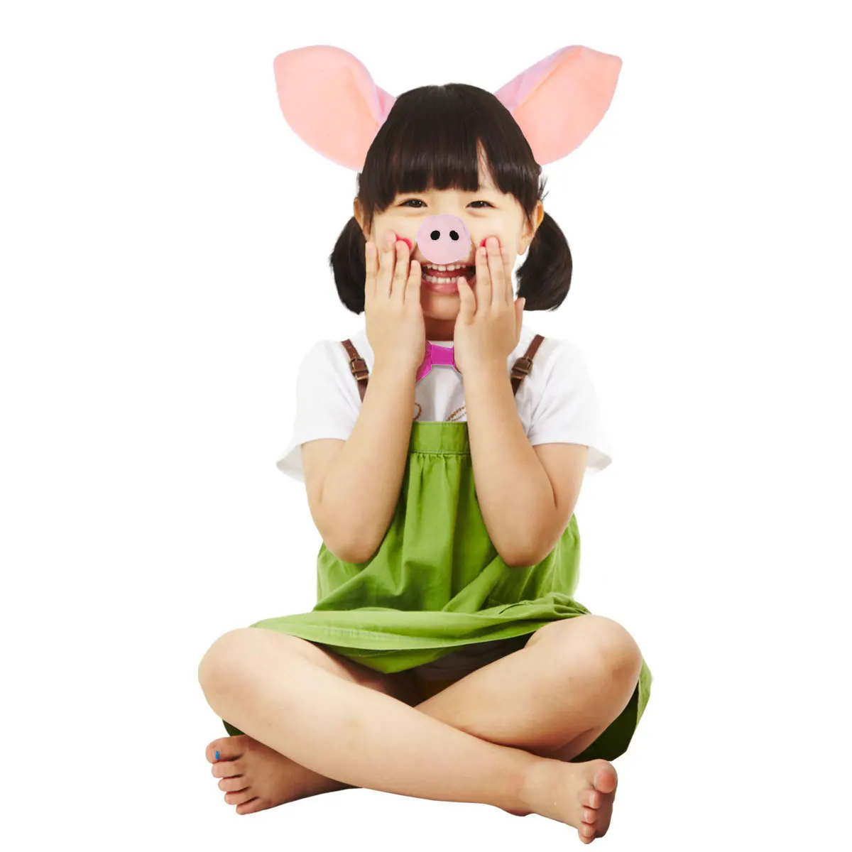 4 pezzi set di fasce per maiali orecchie naso coda papillon accessori per costumi per feste in maschera di Halloween gioco di abbigliamento tessuto premium