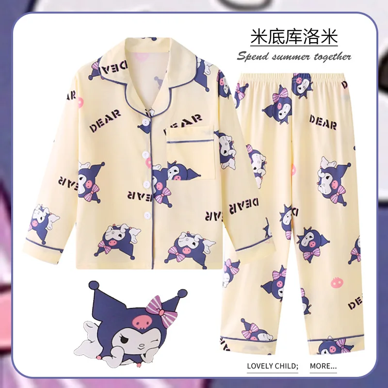 

Sanrio Cinnamoroll Children Pajamas Set Long-Sleeved Cartoon My Melody Kuromi Autumn Anime Sleepwear Suit Student Kids Clothes