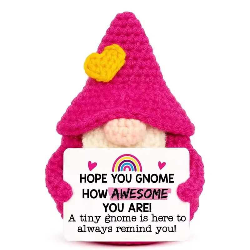 

Joyful Positive Vibe Theme Handmade Knitted Mini Animal Plush Doll Adorable Cartoon Design Indoor Desktop Decoration Gift