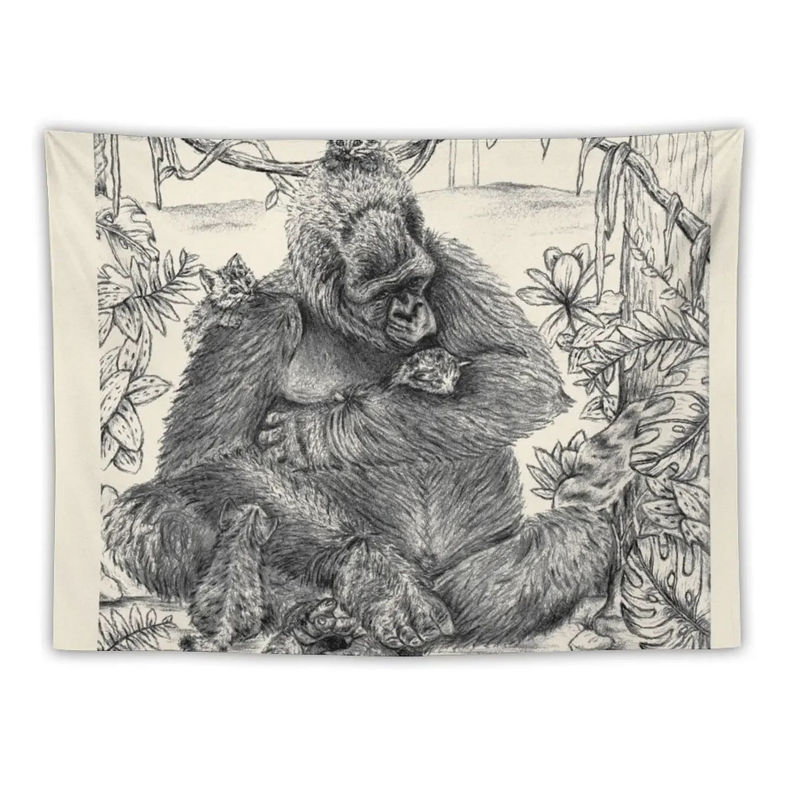 

Koko Love Graphite Drawing Tapestry Aesthetic Room Decors Decorative Wall Mural Wall Tapestries Tapestry