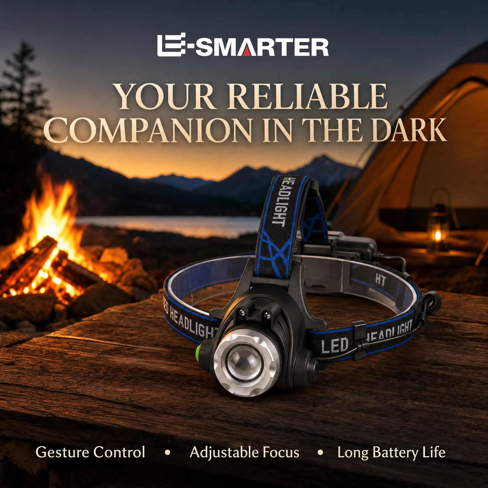Waterproof LED Headlamp Powerful Rechargeable Head Torch with Telescopic Zoom for Outdoor Camping Fishing Portable Headlight