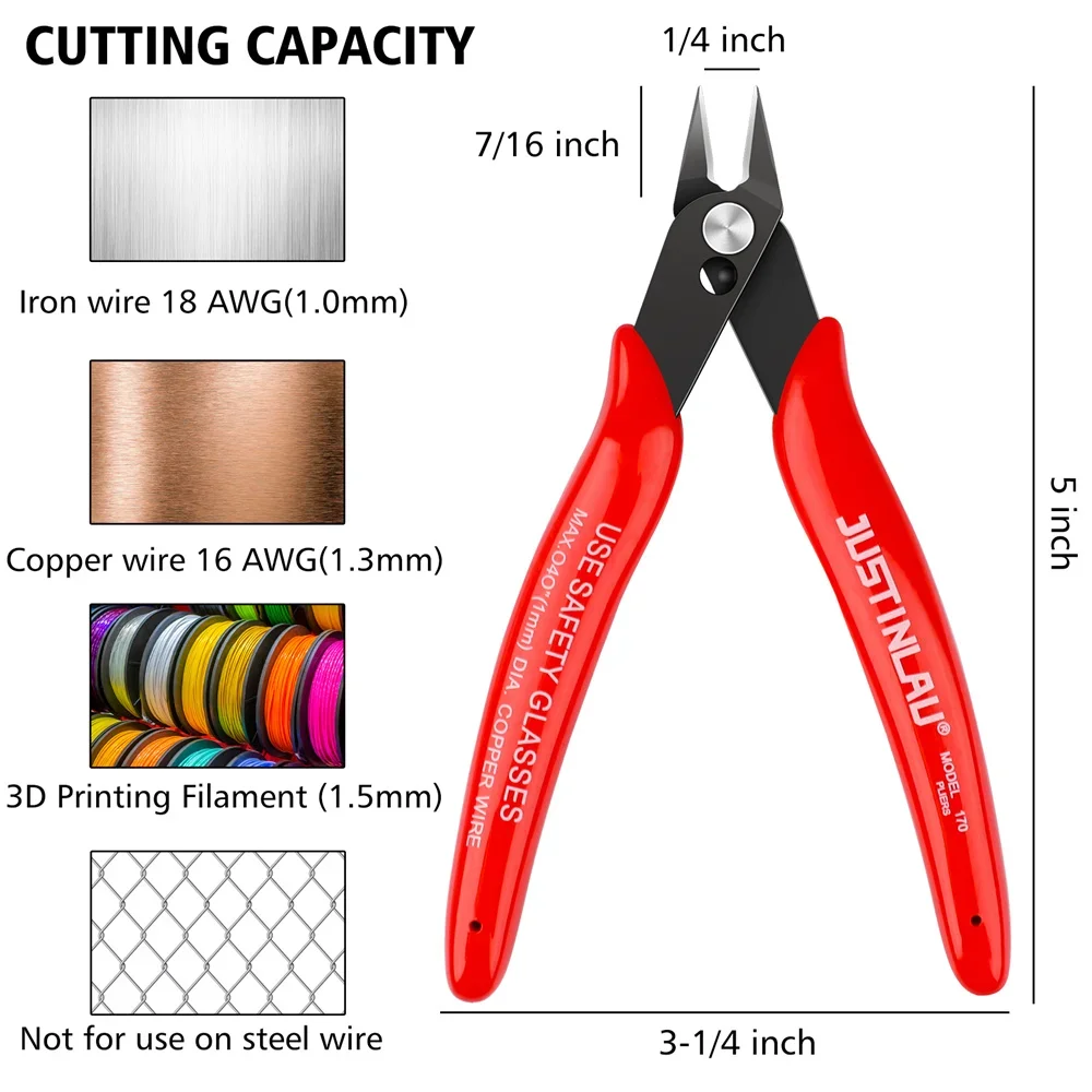 Blue/Red 170 Wire Cutter DIY Trimmer Diagonal Side Cutting Cable Nippers Red Blue Pliers Hand Mini Snips Flush Nipper Trimmer