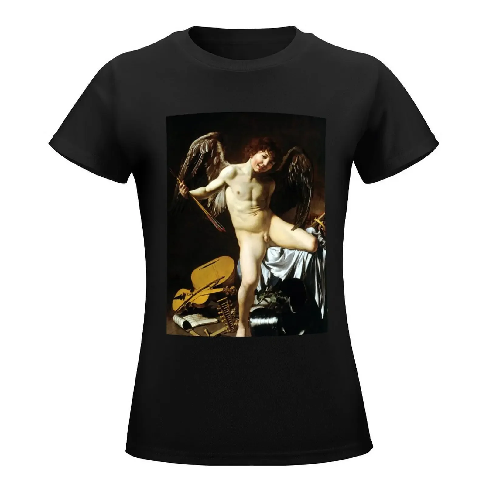 High Resolution Caravaggio Cupid as Victor Love Conquers All 1602 T-Shirt Short sleeve tee korean fashion tshirts for Women