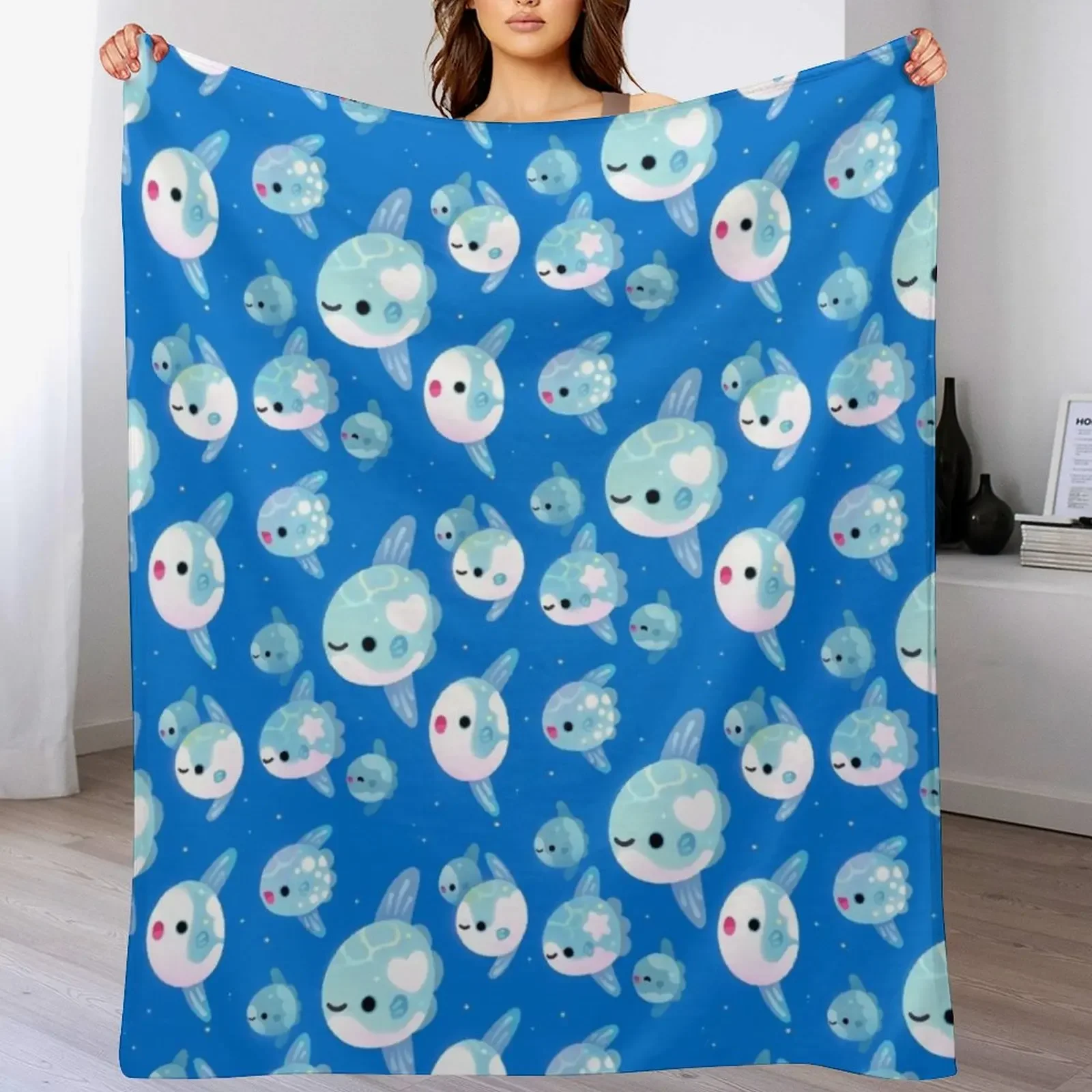 

Swimming sunfish Throw Blanket Soft Plush Blanket as Housewarming Gift