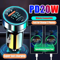 New 3.0 Fast Charger Car Charger PD20W Car Digital Display Super Fast Chargers Portable Dual USB Car Charger for IPhone 15