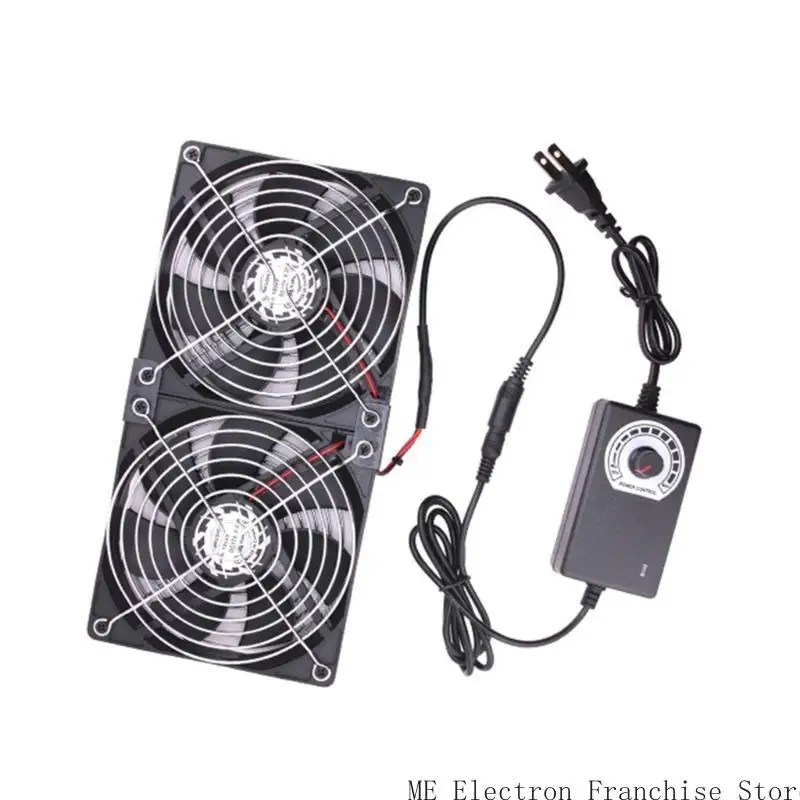 

T5EA Double 120mm High CFM Computer Fans 110V-240V Variable Speed Fan, Cooling for Server Closet Cabinet
