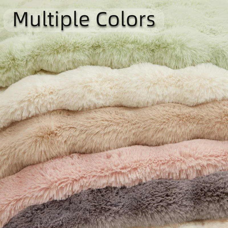 Alfombra mullida de pelo de conejo de imitación para niñas, alfombrilla antideslizante lavable para sofá, sala de estar, dormitorio, suave,