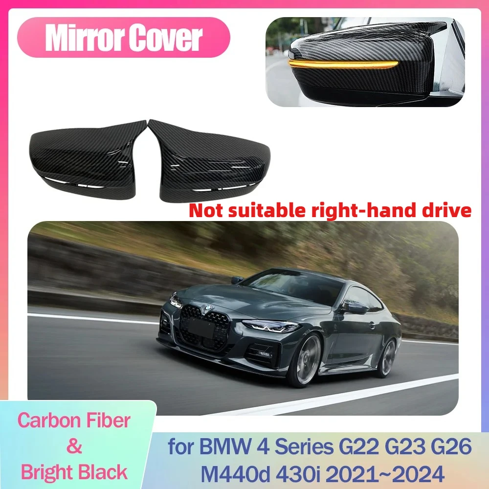 Auto Spiegel Abdeckung für BMW 4 Serie i4 G22 G23 G26 M440d 430i 2021 ~ 2024 Kappe Flügel Carbon Faser schwarz Trim Shell Teil Zubehör